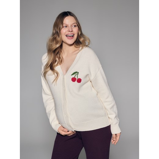 Reserved - Kardigan z wełną - złamana biel ze sklepu Reserved w kategorii Swetry damskie - zdjęcie 186775374