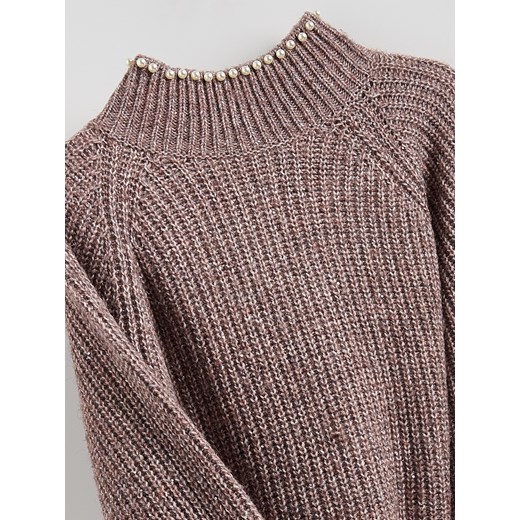 Reserved - Sweter z metalizowaną nicią - jasnofioletowy Reserved S Reserved