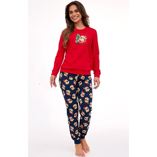 Bawełniana świąteczna piżama damska z misiem Teddy 671/422, Kolor czerwono-granatowy, Rozmiar 2XL, Cornette ze sklepu Primodo w kategorii Piżamy damskie - zdjęcie 186776694