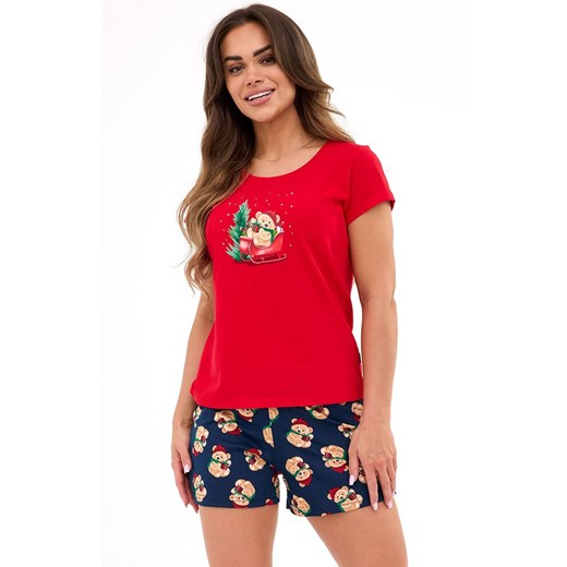 Krótka świąteczna piżama damska Teddy 3 628/432, Kolor czerwono-granatowy, Rozmiar 2XL, Cornette ze sklepu Intymna w kategorii Piżamy damskie - zdjęcie 186777033