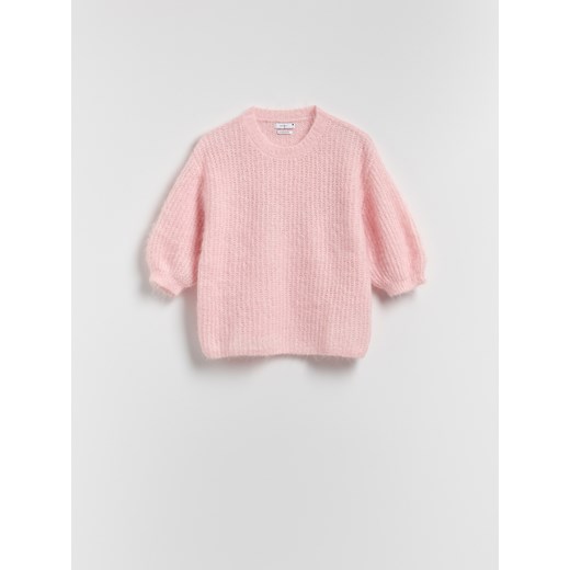 Reserved - Sweter z wełną - pastelowy róż - id: 199HI-03X - marki Reserved - 186777543 Reserved - Sweter z wełną - pastelowy róż ze sklepu Reserved w kategorii Swetry damskie - zdjęcie 186777543
