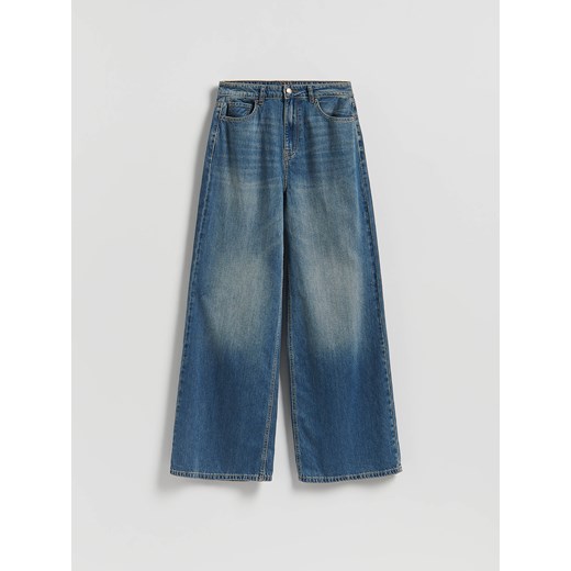 Reserved - Jeansy wide leg z przetarciami - indigo jeans ze sklepu Reserved w kategorii Jeansy damskie - zdjęcie 186777574