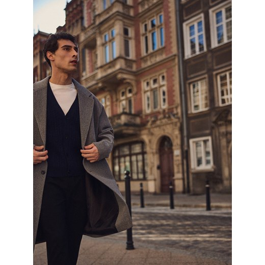 Reserved - Płaszcz z kołnierzem - jasnoszary ze sklepu Reserved w kategorii Płaszcze męskie - zdjęcie 186777884