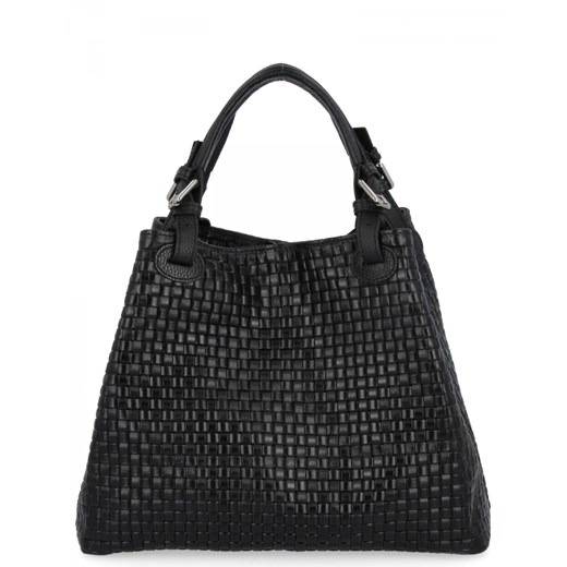 Modna Torebka Skórzana Shopper Bag 2269-J Czarna ze sklepu PaniTorbalska w kategorii Torby Shopper bag - zdjęcie 186777983