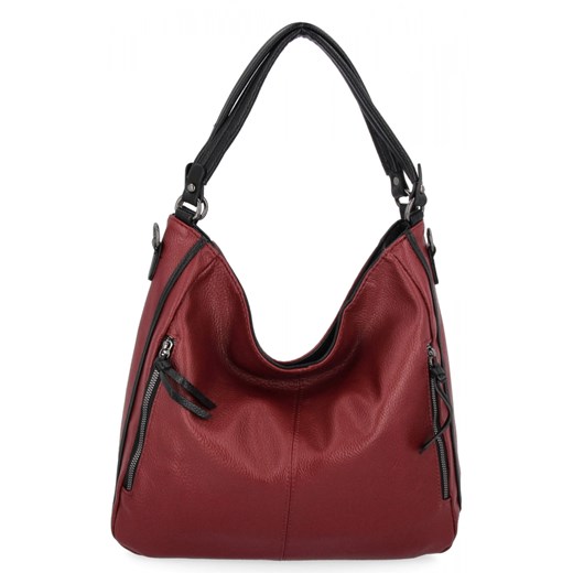 Uniwersalna Torebka Damska XL Na Co Dzień firmy Hernan HB0379 Bordowa/Czarna ze sklepu PaniTorbalska w kategorii Torby Shopper bag - zdjęcie 186778074
