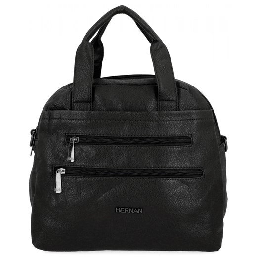 Uniwersalna Torebka Damska 2 Komory firmy Hernan 50908 Czarna ze sklepu PaniTorbalska w kategorii Torby Shopper bag - zdjęcie 186778114