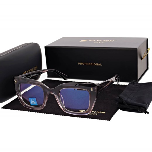 Damskie okulary +1.75 do czytania i komputera z filtrem Blue Light STL286 szary/fiolet ze sklepu Stylion w kategorii Okulary korekcyjne damskie - zdjęcie 186778713