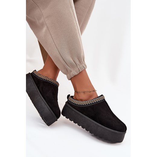 Damskie Śniegowce Eko Zamsz Platforma Haft Czarne Jenira Boto 38 ZAZOO