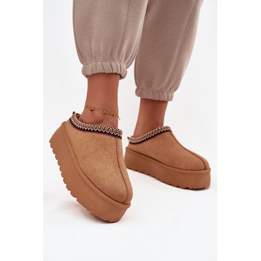 Damskie Śniegowce Eko Zamsz Platforma Haft Camel Jenira Boto 40 ZAZOO