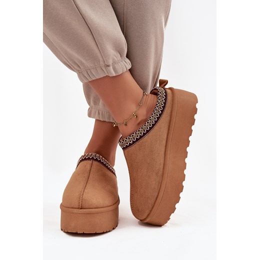 Damskie Śniegowce Eko Zamsz Platforma Haft Camel Jenira Boto 41 ZAZOO