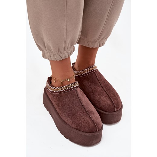 Damskie Śniegowce Eko Zamsz Platforma Haft Czekoladowe Jenira Boto 40 ZAZOO