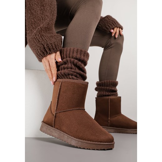Brązowe Śniegowce z Przeszyciami po Bokach Retena ze sklepu renee.pl w kategorii Śniegowce damskie - zdjęcie 186779574
