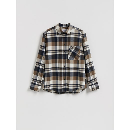 Reserved - Koszula regular fit w kratę - beżowy ze sklepu Reserved w kategorii Koszule męskie - zdjęcie 186779613