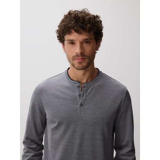 Reserved - Bawełniany longsleeve slim - ciemnoszary ze sklepu Reserved w kategorii T-shirty męskie - zdjęcie 186779652