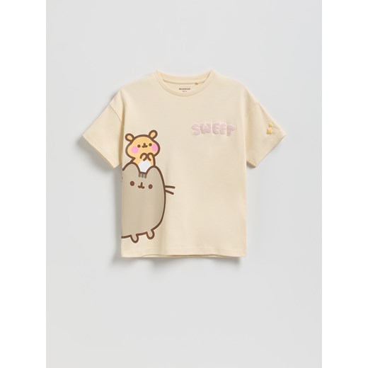 Reserved - T-shirt Pusheen - beżowy ze sklepu Reserved w kategorii Bluzki dziewczęce - zdjęcie 186779702