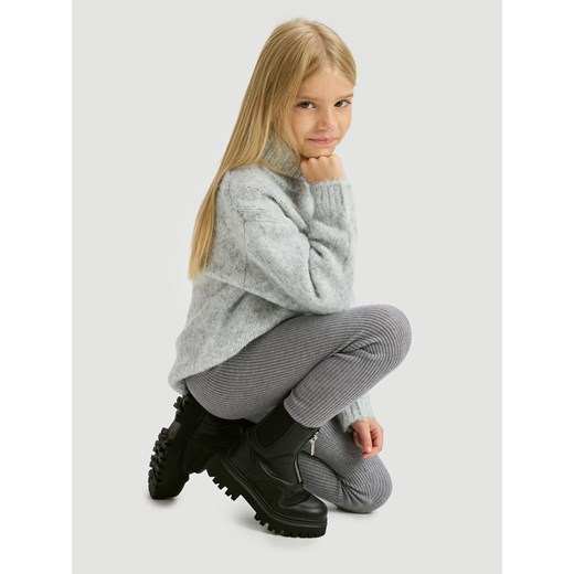 Reserved - Dzianinowe legginsy z wiskozą - ciemnoszary ze sklepu Reserved w kategorii Spodnie dziewczęce - zdjęcie 186779792