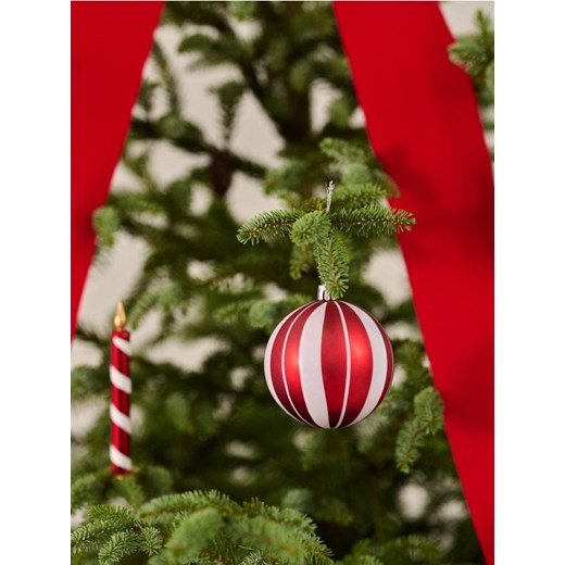 Sinsay - Bombki choinkowe w paski 6 pack - czerwony ze sklepu Sinsay w kategorii Dekoracje bożonarodzeniowe - zdjęcie 186780922