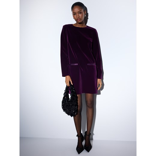 Mohito - Welurowa bordowa sukienka mini - kasztanowy Mohito 34 Mohito