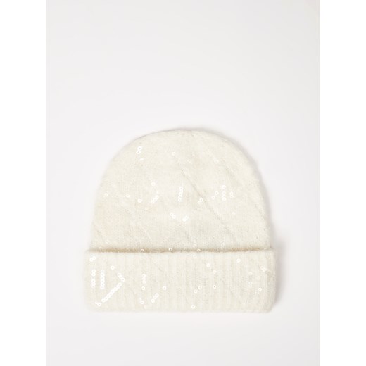 Mohito - Czapka beanie z cekinami - kremowy ze sklepu Mohito w kategorii Czapki zimowe damskie - zdjęcie 186781241