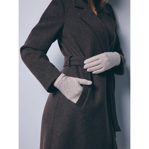 Mohito - Beżowe rękawiczki z wełną - beżowy - id: 956GD-80X - marki Mohito - 186781412 Mohito - Beżowe rękawiczki z wełną - beżowy ze sklepu Mohito w kategorii Rękawiczki damskie - zdjęcie 186781412