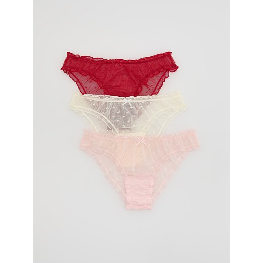 Reserved - Siateczkowe majtki figi 3 pack - czerwony - id: 468EZ-33X - marki Reserved - 186781571 Reserved - Siateczkowe majtki figi 3 pack - czerwony ze sklepu Reserved w kategorii Majtki damskie - zdjęcie 186781571