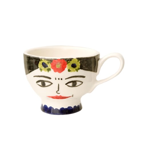 Folkifreckles Filiżanka &quot;Frida&quot; w kolorze białym ze wzorem - wys. 9 x Ø 11 cm ze sklepu Limango Polska w kategorii Dzbanki i zaparzacze - zdjęcie 186782192