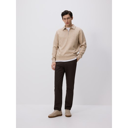 Reserved - Bawełniane spodnie chino slim - ciemnobrązowy ze sklepu Reserved w kategorii Spodnie męskie - zdjęcie 186783092