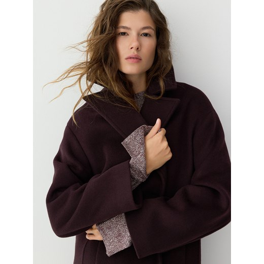 Reserved - Płaszcz z wełną - ciemnofioletowy - id: 370GX-49X - marki Reserved - 186783140 Reserved - Płaszcz z wełną - ciemnofioletowy ze sklepu Reserved w kategorii Płaszcze damskie - zdjęcie 186783140