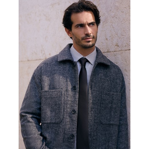 Reserved - Wąski krawat w drobny wzór - ciemnobrązowy ze sklepu Reserved w kategorii Krawaty - zdjęcie 186783200