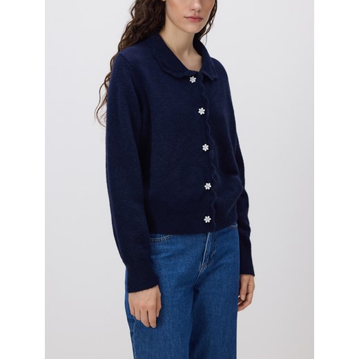 Reserved - Kardigan z ozdobnymi guzikami - granatowy ze sklepu Reserved w kategorii Swetry damskie - zdjęcie 186783231