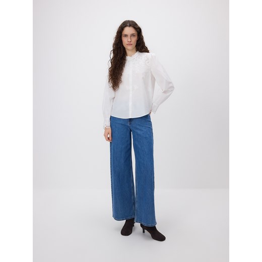 Reserved - Jeansy wide leg z przeszyciami - niebieski Reserved 42 Reserved