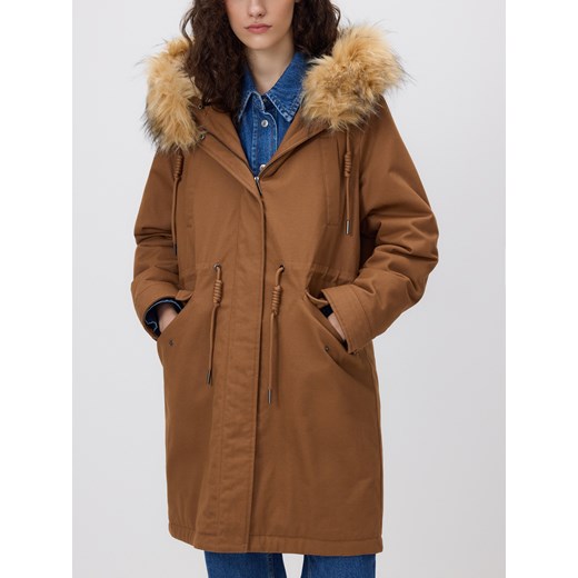 Reserved - Bawełniana parka z kieszeniami - miedziany Reserved S Reserved