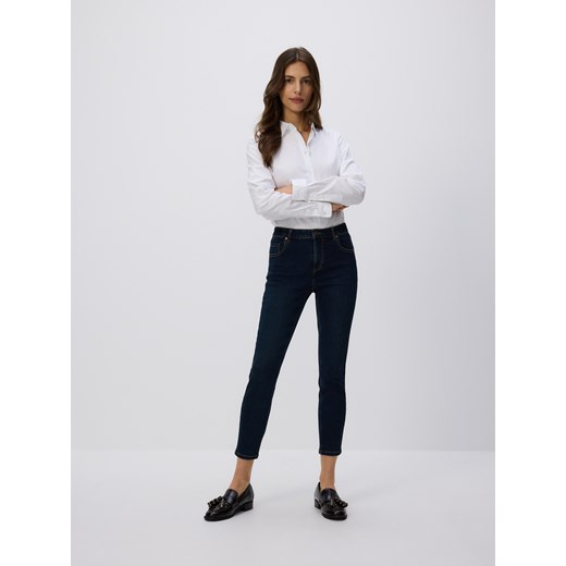 Reserved - Jeans slim fit mid rise - granatowy ze sklepu Reserved w kategorii Jeansy damskie - zdjęcie 186783682
