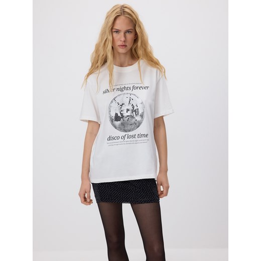 Reserved - T-shirt z nadrukiem - złamana biel Reserved S Reserved