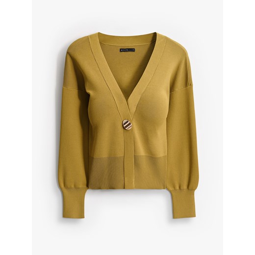 Mohito - Kardigan z ozdobnym guzikiem - oliwkowy ze sklepu Mohito w kategorii Swetry damskie - zdjęcie 186785090