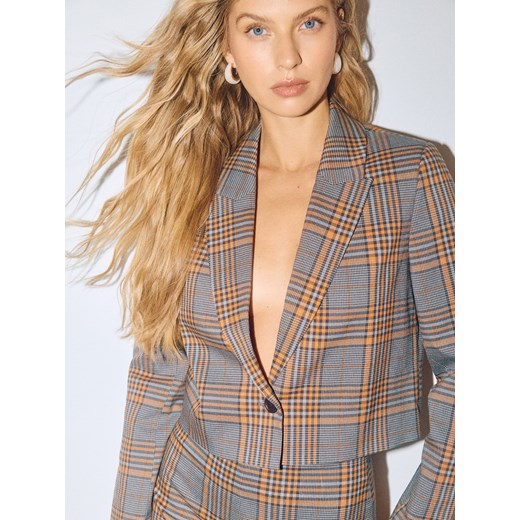 Mohito - Krótka marynarka z domieszką wełny - szary ze sklepu Mohito w kategorii Marynarki damskie - zdjęcie 186785103