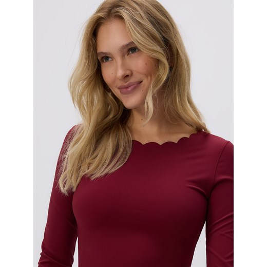 Reserved - Krótki longsleeve - burgundowy ze sklepu Reserved w kategorii Bluzki damskie - zdjęcie 186785562