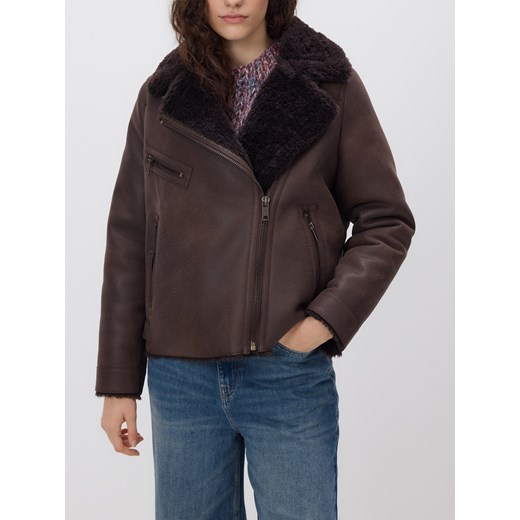 Reserved - Kożuch z imitacji skóry - ciemnobrązowy - id: 755HD-89X - marki Reserved - 186785854 Reserved - Kożuch z imitacji skóry - ciemnobrązowy ze sklepu Reserved w kategorii Kożuchy - zdjęcie 186785854