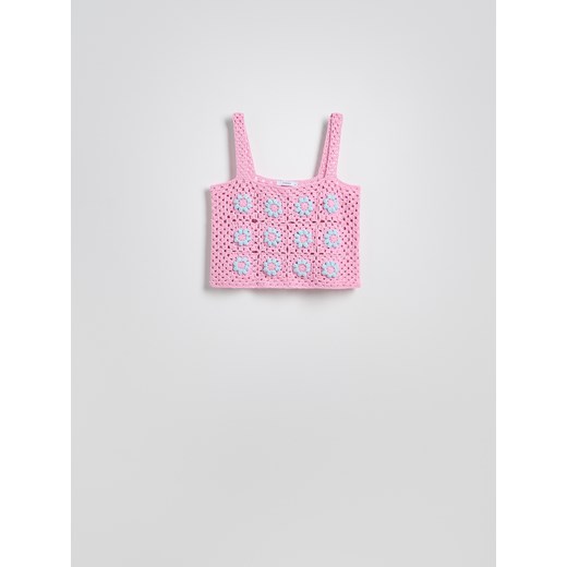Reserved - Dzianinowy top na ramiączkach - różowy ze sklepu Reserved w kategorii Bluzki damskie - zdjęcie 186786014
