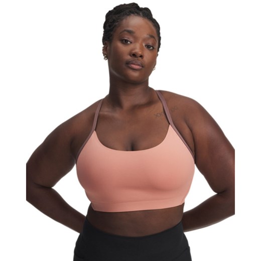 Damski biustonosz treningowy Under Armour UA Halo Bonded Bra - różowy ze sklepu Sportstylestory.com w kategorii Biustonosze - zdjęcie 186786121