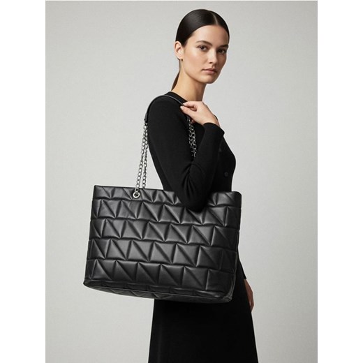 Sinsay - Pikowana torebka shopper - czarny ze sklepu Sinsay w kategorii Torby Shopper bag - zdjęcie 186787563