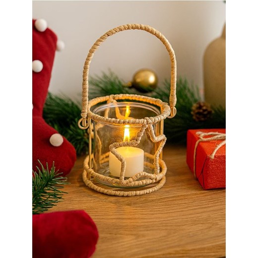 Sinsay - Świecznik szklany w oplocie ze sznurka z motywem gwiazdy - wielobarwny ze sklepu Sinsay w kategorii Dekoracje bożonarodzeniowe - zdjęcie 186788432