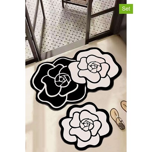 Elizabed Dywaniki łazienkowe (2 szt.) w kolorze czarno-kremowym Elizabed onesize Limango Polska promocja