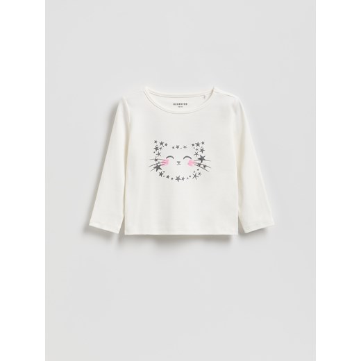 Reserved - Koszulka z nadrukiem - złamana biel ze sklepu Reserved w kategorii Bluzki dziewczęce - zdjęcie 186790644