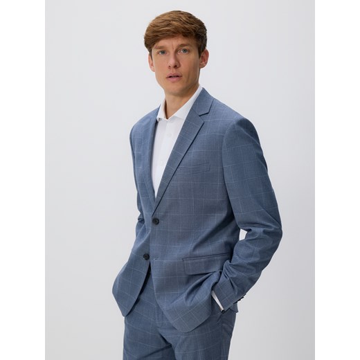 Reserved - Marynarka slim fit w kratę - niebieski ze sklepu Reserved w kategorii Marynarki męskie - zdjęcie 186790710