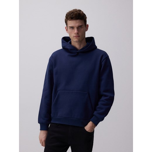 Reserved - Bluza z kapturem - granatowy Reserved S okazja Reserved