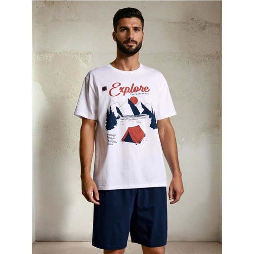 Sinsay - Bawełniana piżama z nadrukiem i kieszeniami - wielobarwny ze sklepu Sinsay w kategorii Piżamy męskie - zdjęcie 186793162