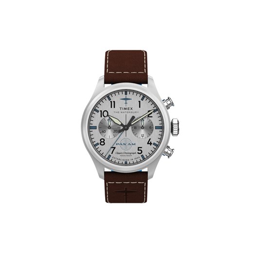 Zegarek Timex Timex x Pan Am® Waterbury Ace Chronograph TW2Y38700 Brązowy ze sklepu eobuwie.pl w kategorii Zegarki - zdjęcie 186793331