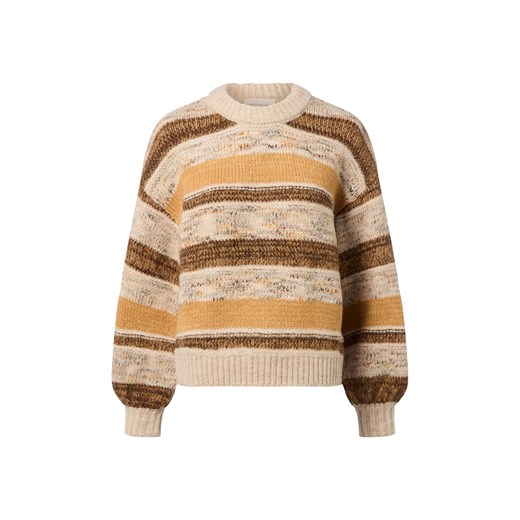 Msch Copenhagen Damski sweter z dzianiny z zawartością wełny i alpaki - MSCHConstance Kobiety Wełna beżowy w paski ze sklepu vangraaf w kategorii Swetry damskie - zdjęcie 186796820