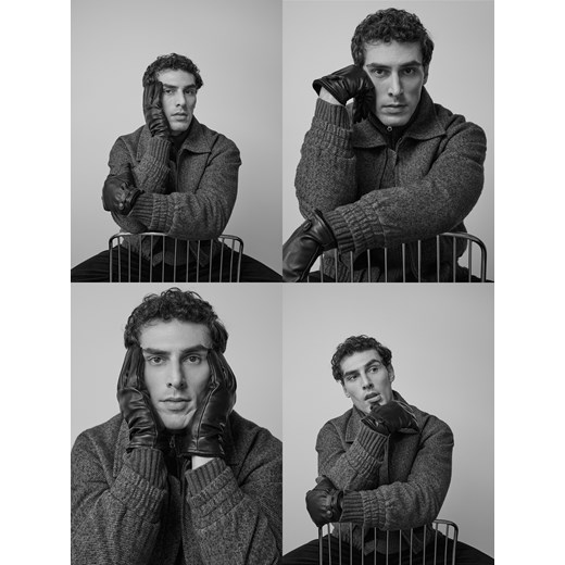 Reserved - Skórzane rękawiczki - czarny ze sklepu Reserved w kategorii Rękawiczki męskie - zdjęcie 186797324